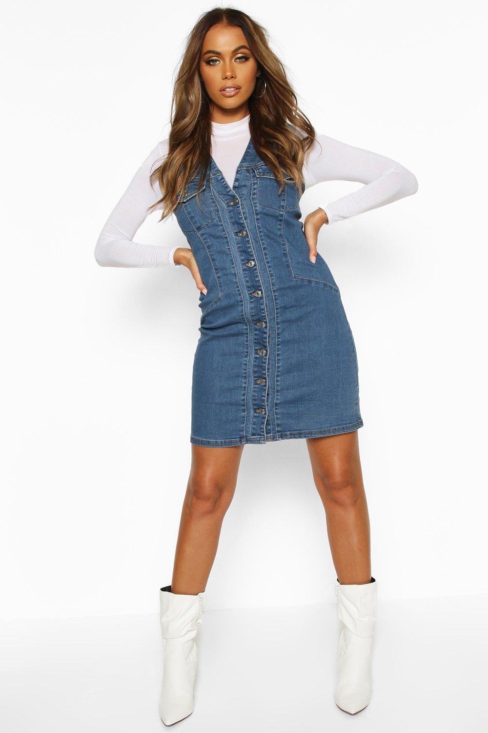 denim dress with button front