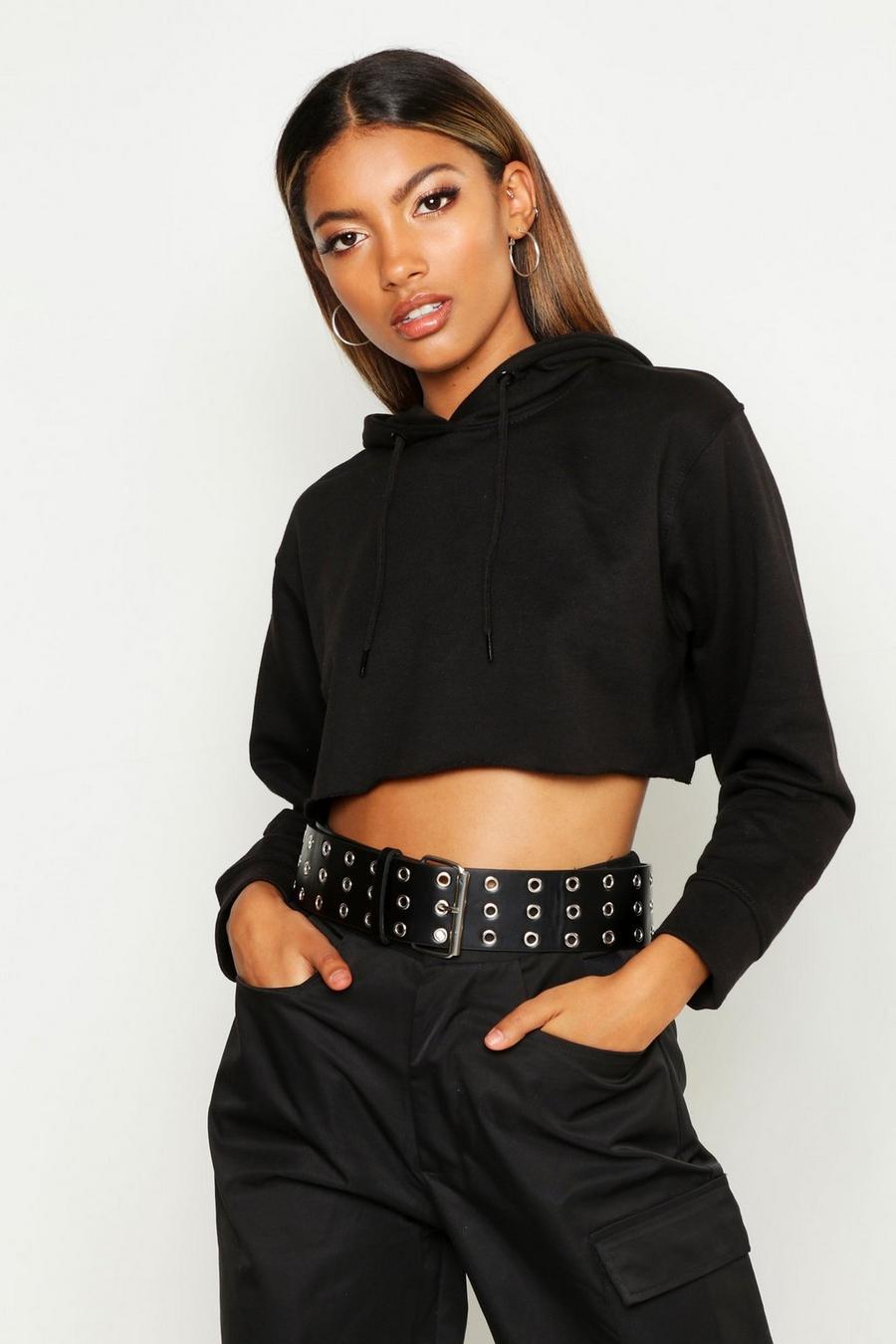 Black Oversize hoodie i kort modell image number 1