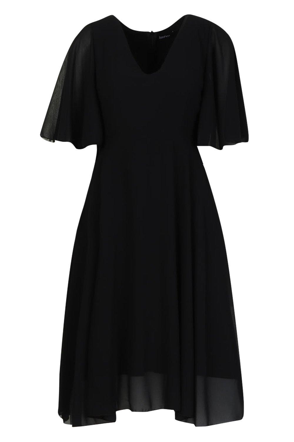 boohoo chiffon cape detail maxi dress