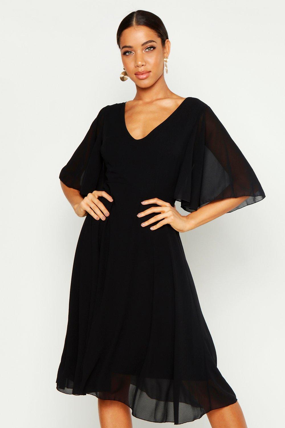 Chiffon Midi Jurk Met Mantel Detail boohoo