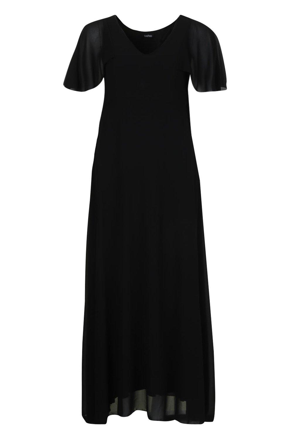 Boohoo chiffon cape hot sale detail maxi dress