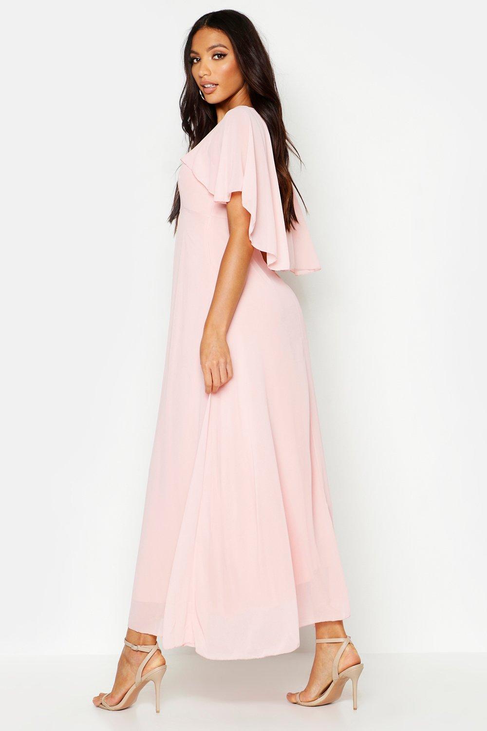boohoo chiffon cape detail maxi dress