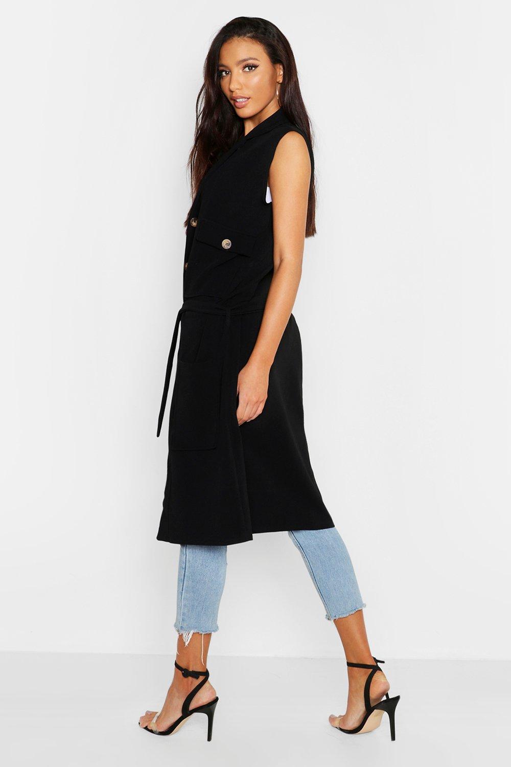 sleeveless duster with pockets