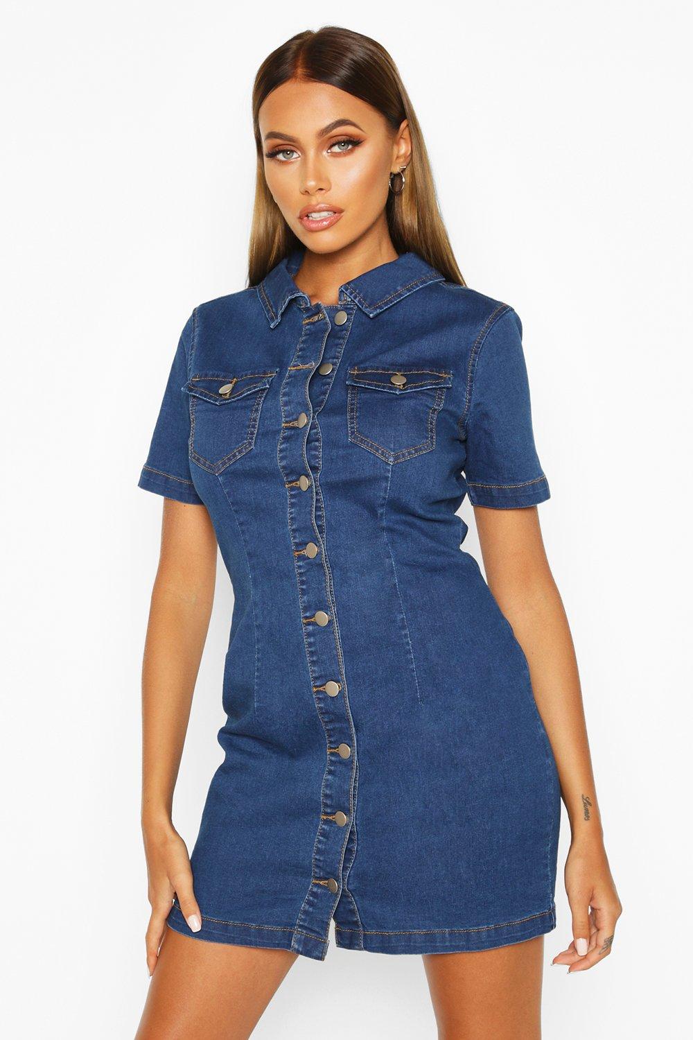 boohoo denim shirt dress