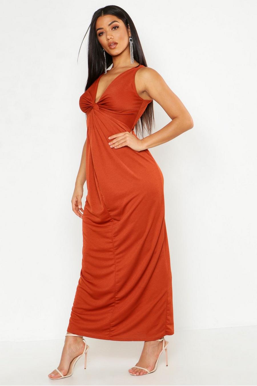 Knot Front Plunge Maxi Dress image number 1
