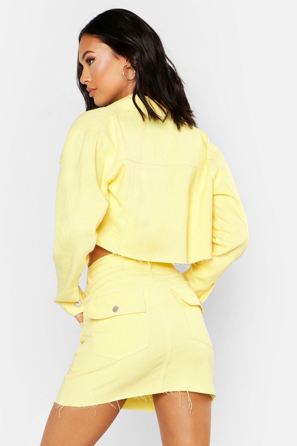 Boohoo yellow 2024 denim jacket