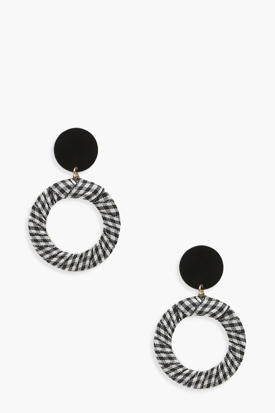 Black Gingham Wrapped Earrings image number 1