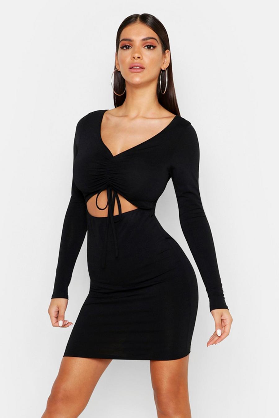 Rouche Front Cut Out Bodycon Dress image number 1