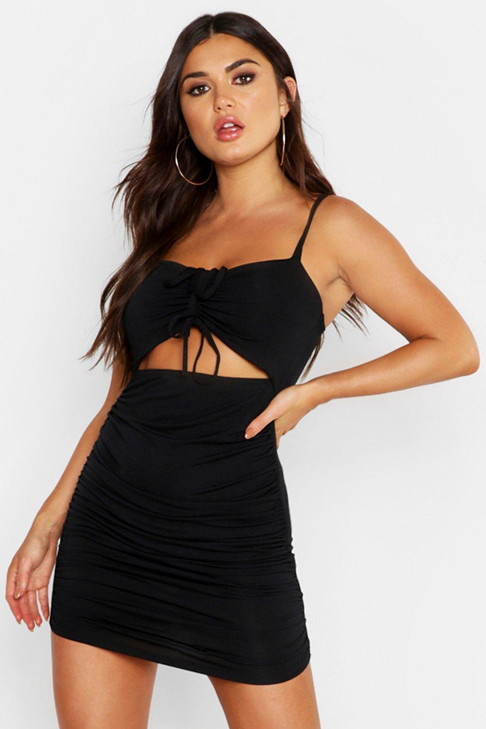 black bodycon dress boohoo