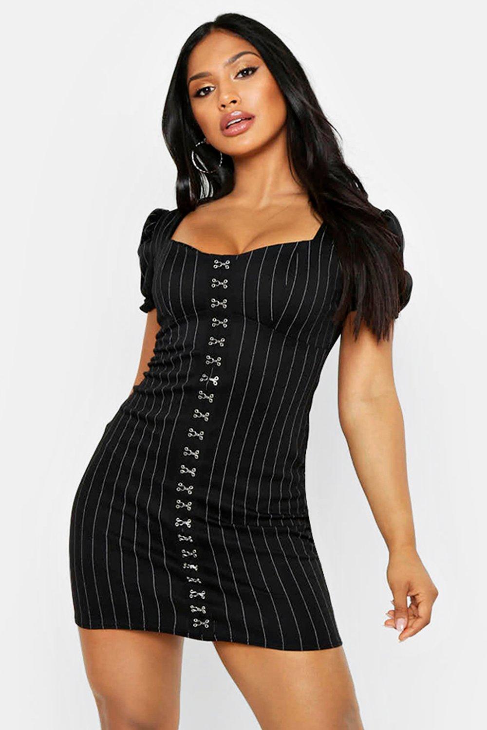 pinstripe mini dress