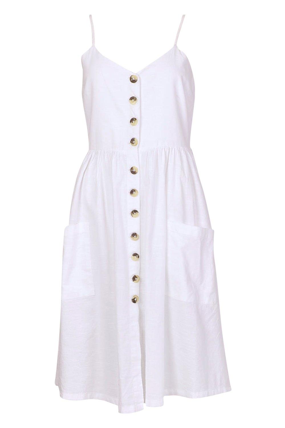 Robe en melange de lin boutonnee devant