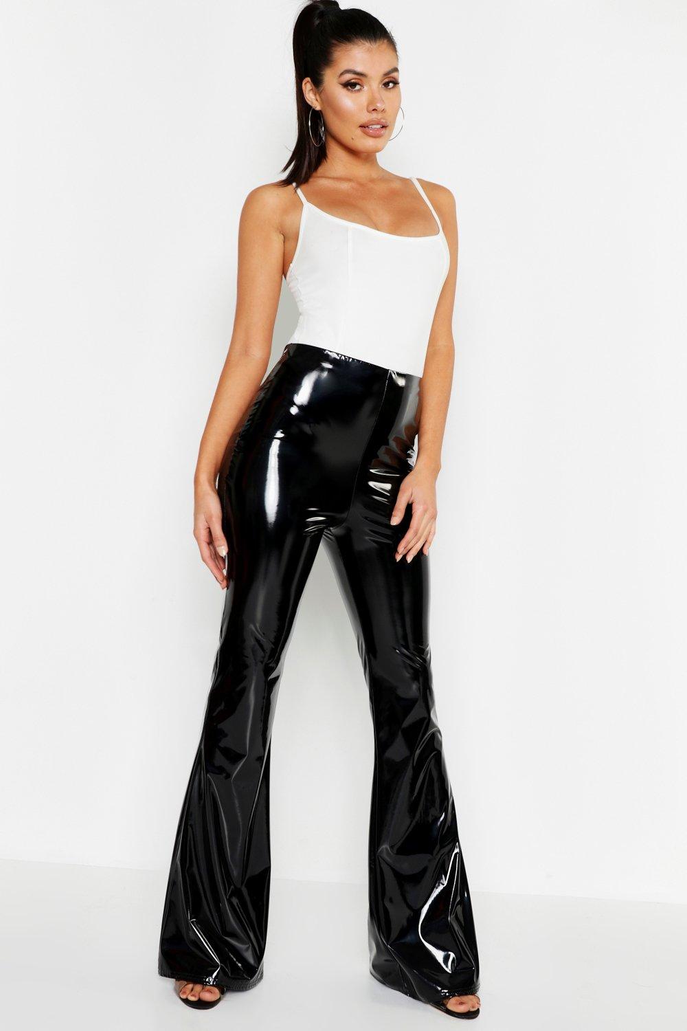 Flared vinyl sale trousers