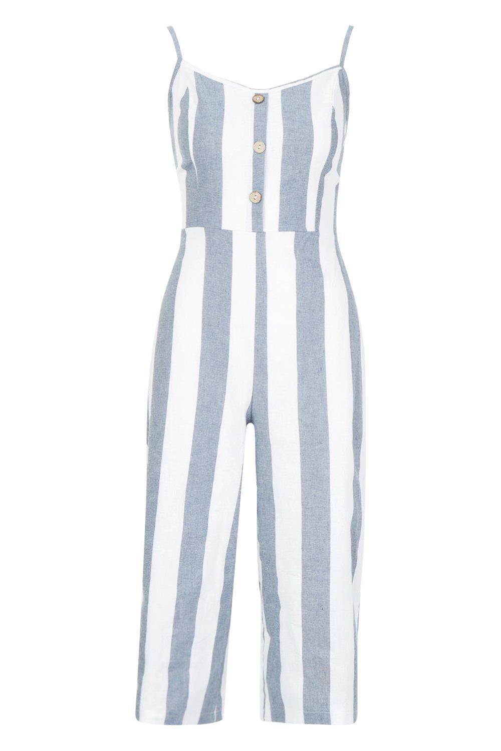 Jumpsuit Aus Leinenmischgewebe Mit Knopfleiste Hinten Boohoo