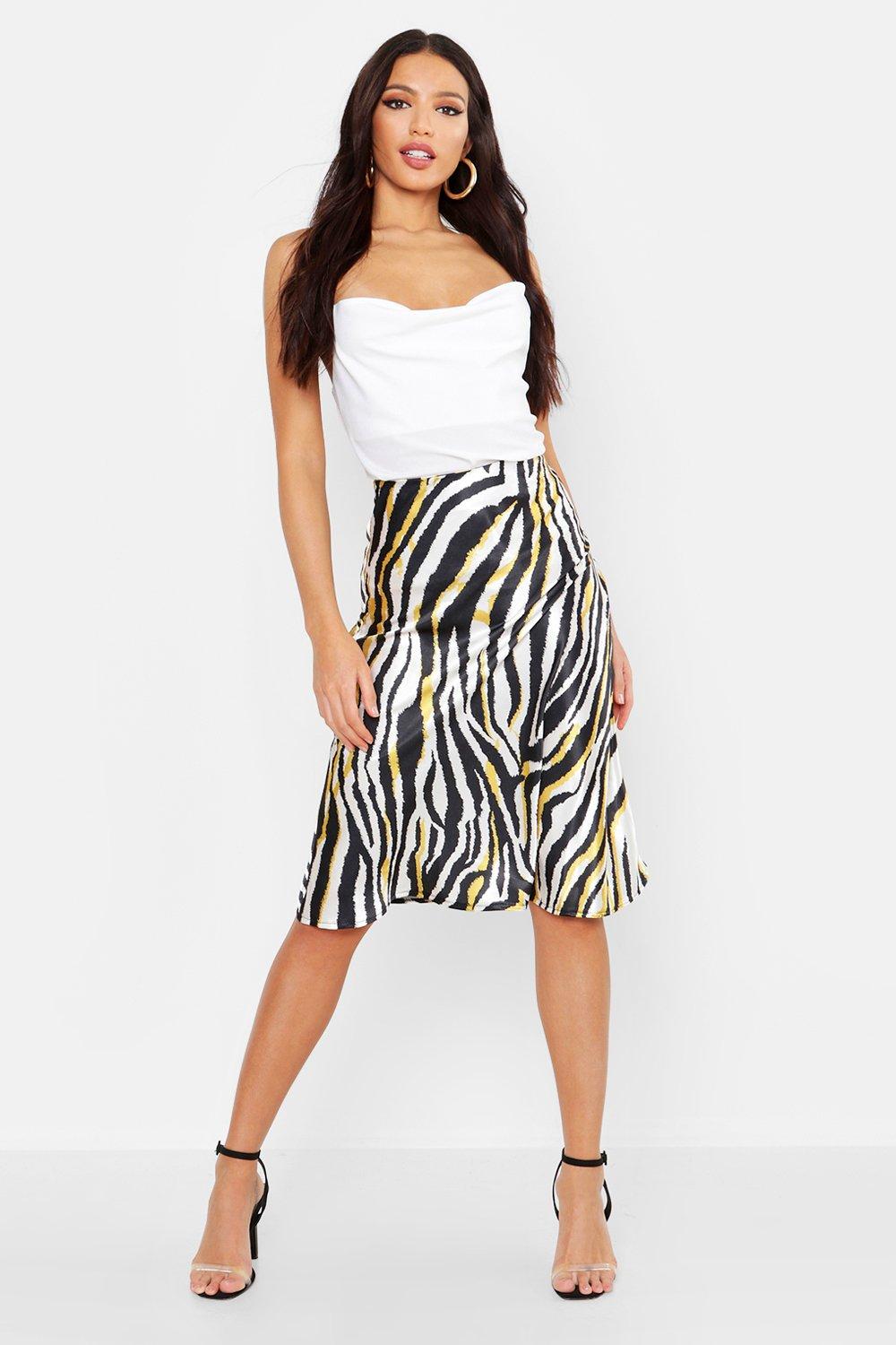 boohoo white satin skirt