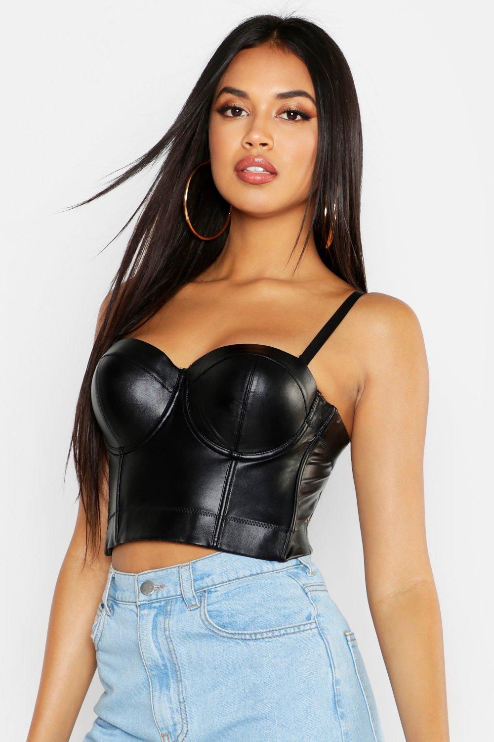 black pu corset top