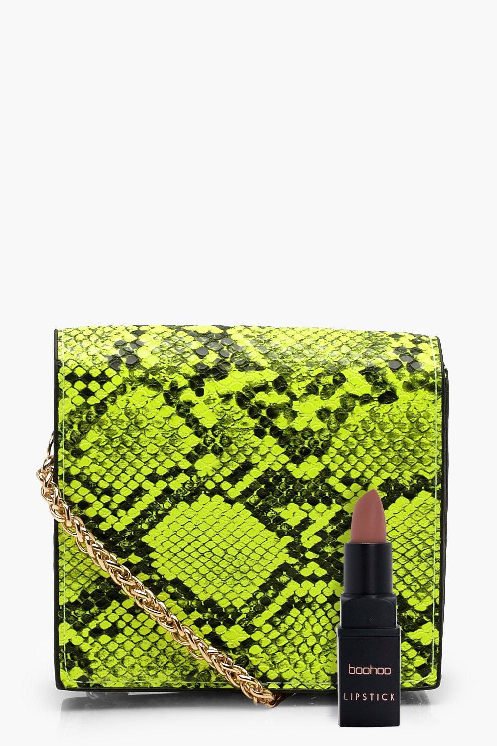 Neon green snake deals print bag