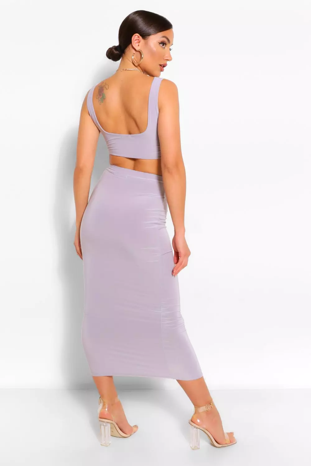 Grey Double Layer Square Neck & Midaxi Co-Ord Set alternative image