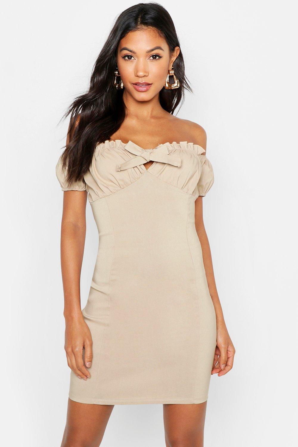 ruffle detail bodycon dress