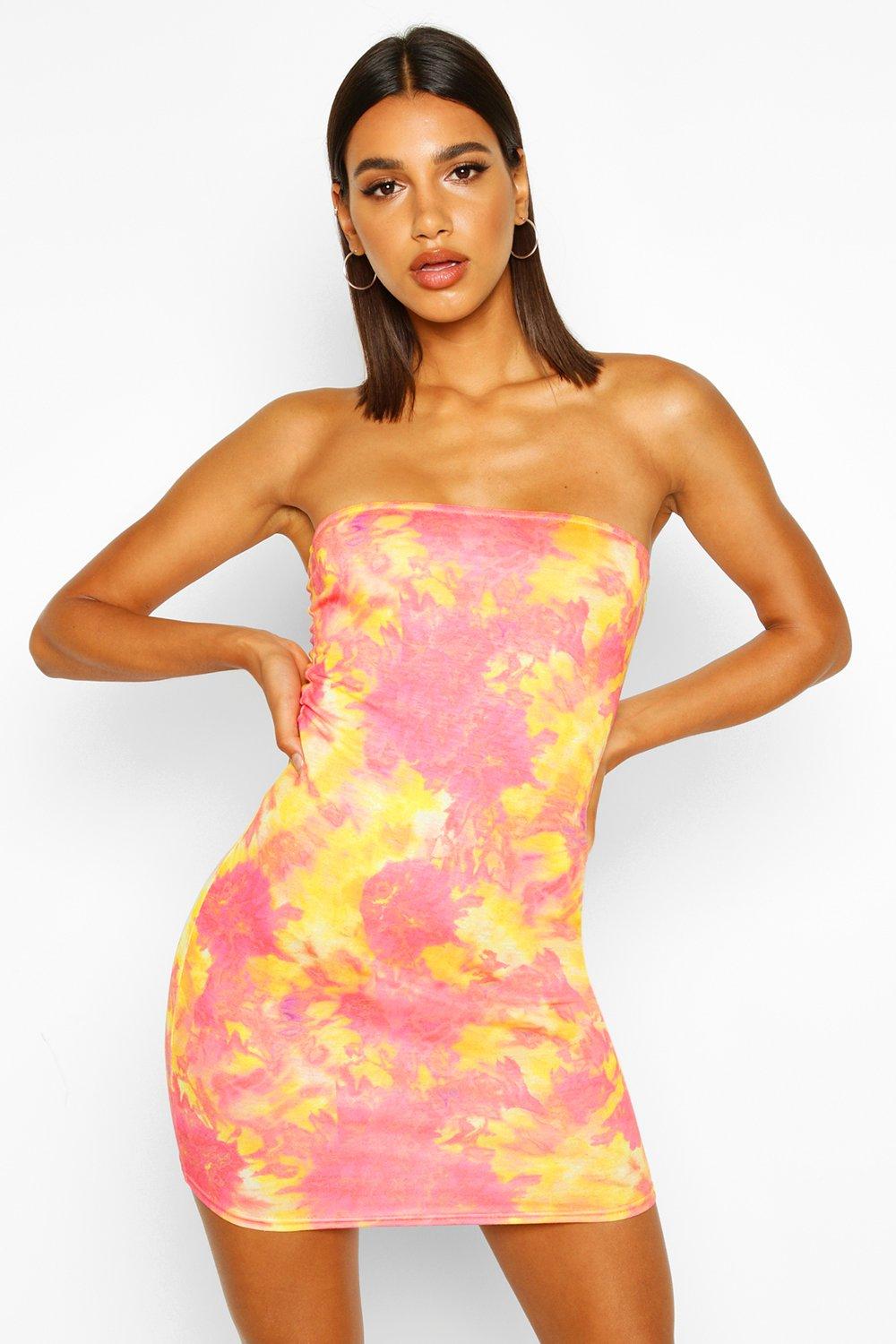 neon pink bodycon mini dress