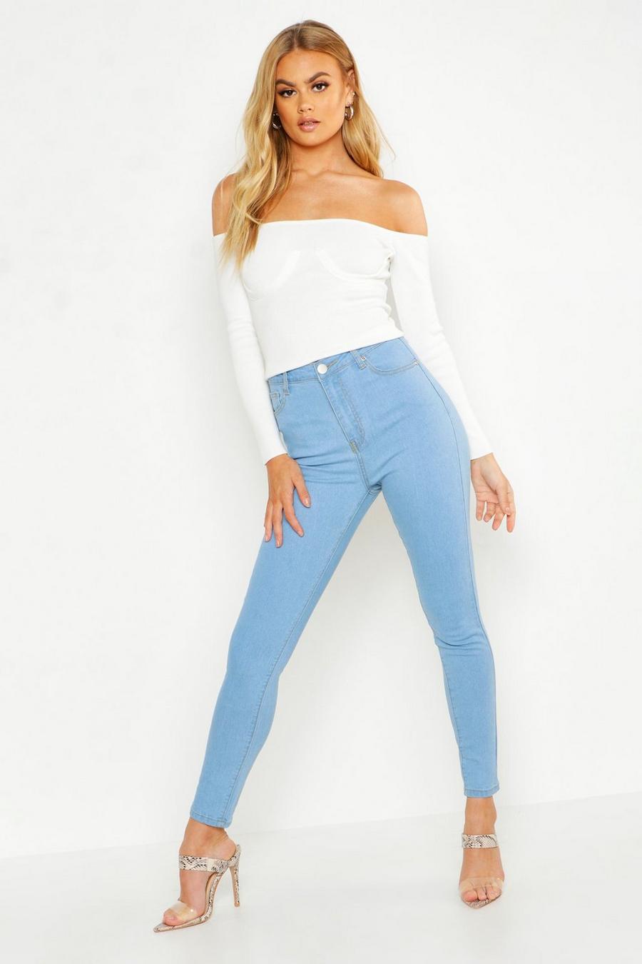 Lichtblauw Skinny Jeans Met Hoge Taille image number 1