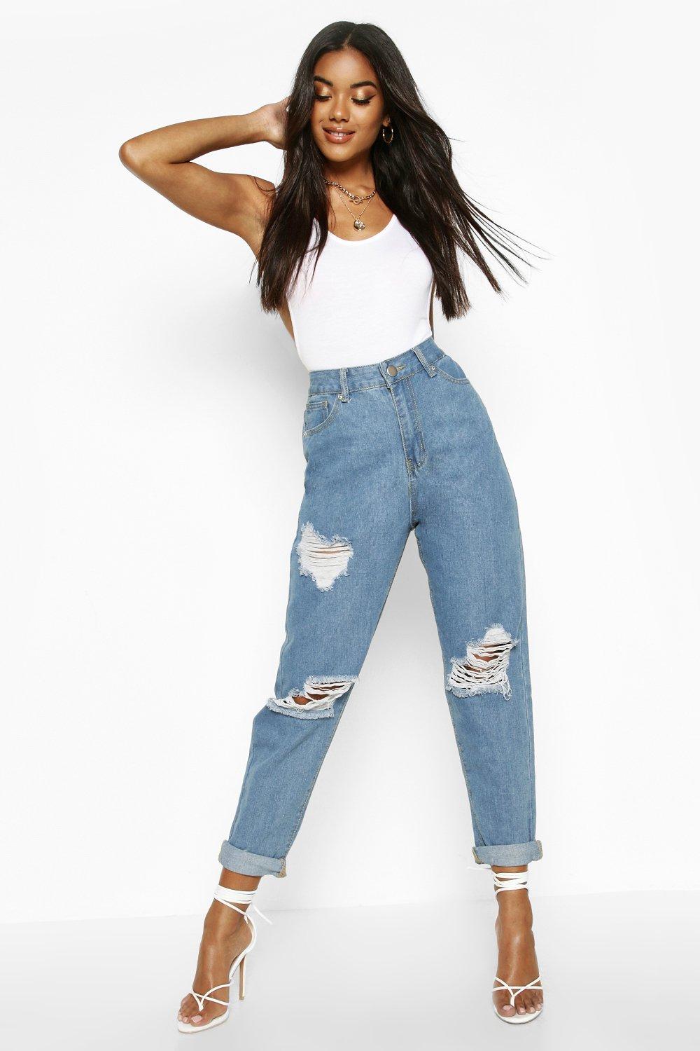 super distressed boyfriend jeans