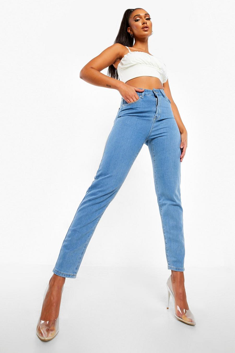 Lichtblauw Mom Jeans Met Hoge Taille image number 1