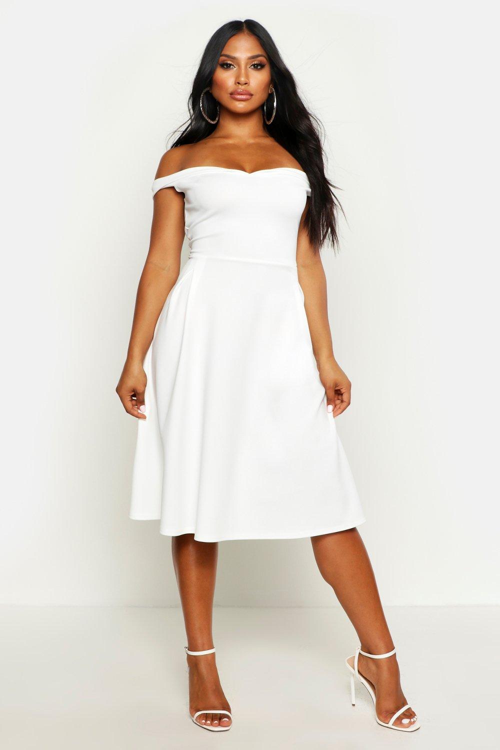 white midi skater dress uk