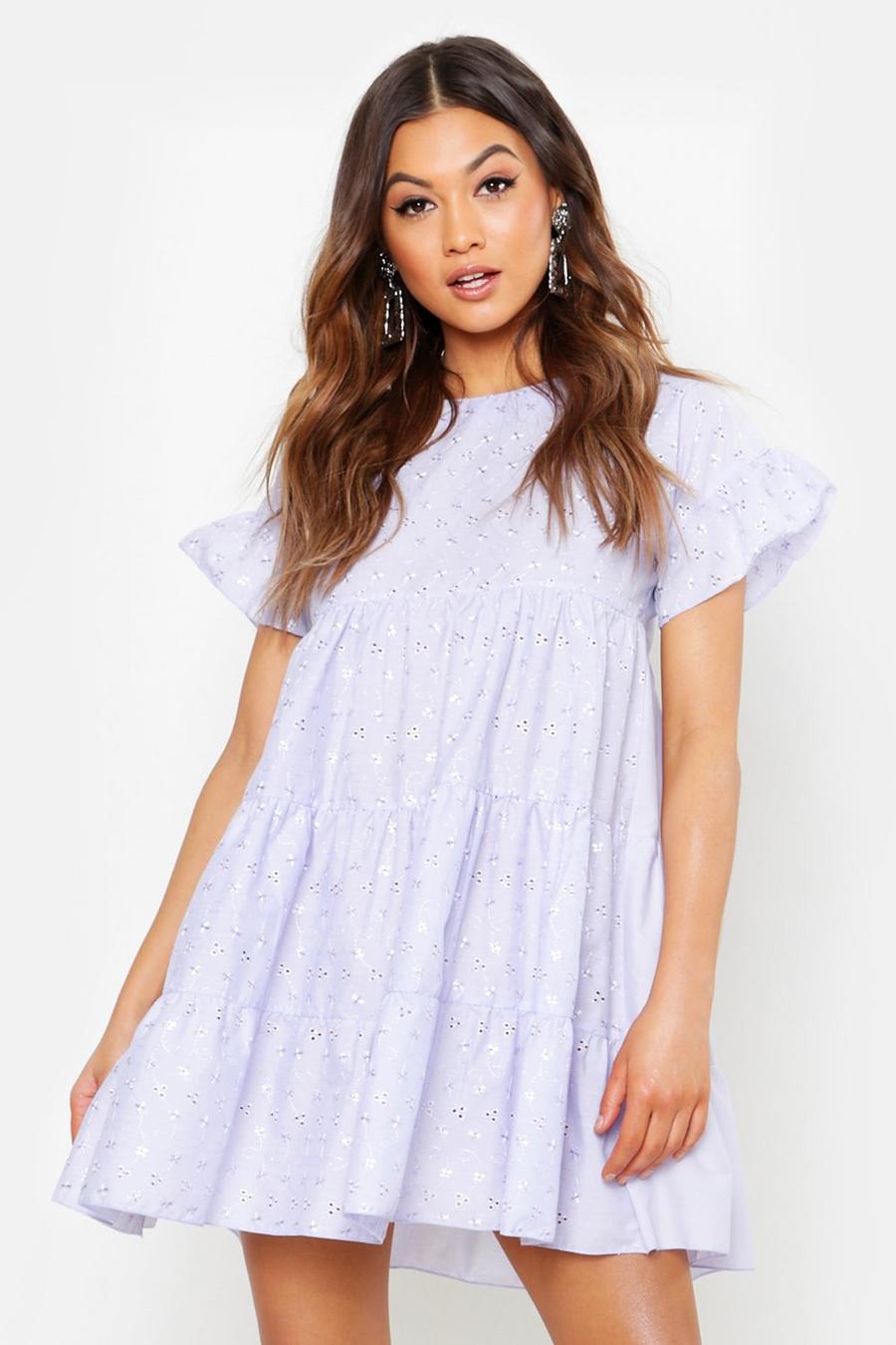 Lilac Broderie Anglaise Smock Dress image number 1