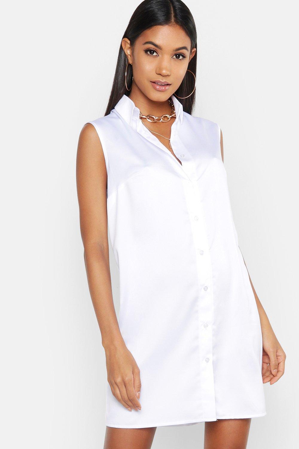 Long sleeveless store shirt dress