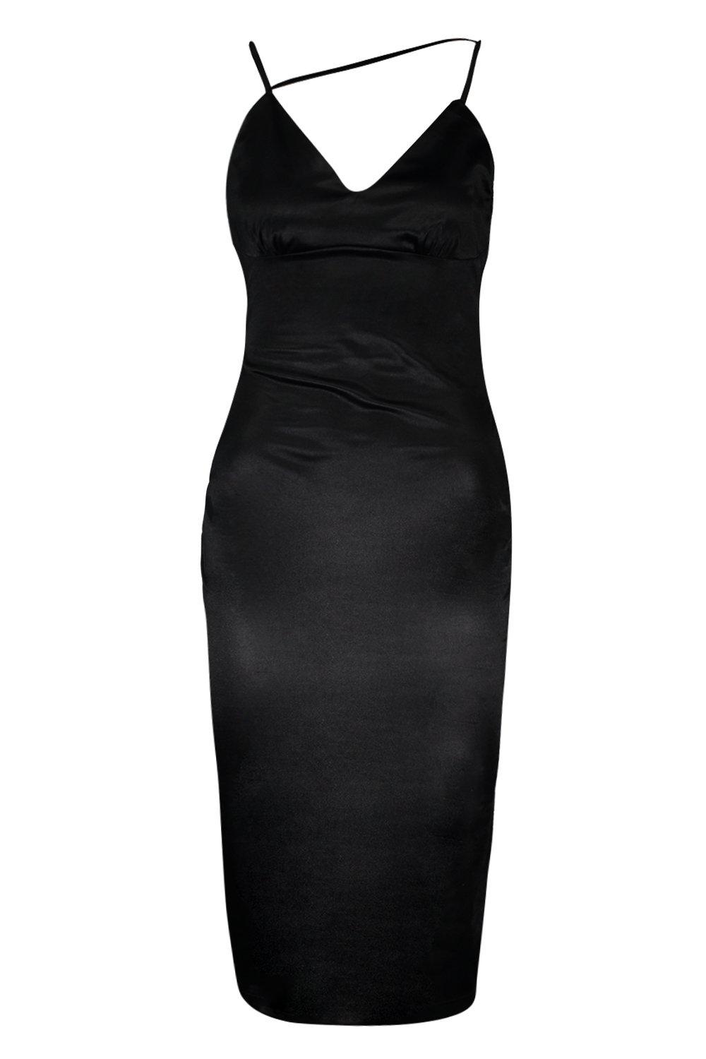 boohoo satin black dress