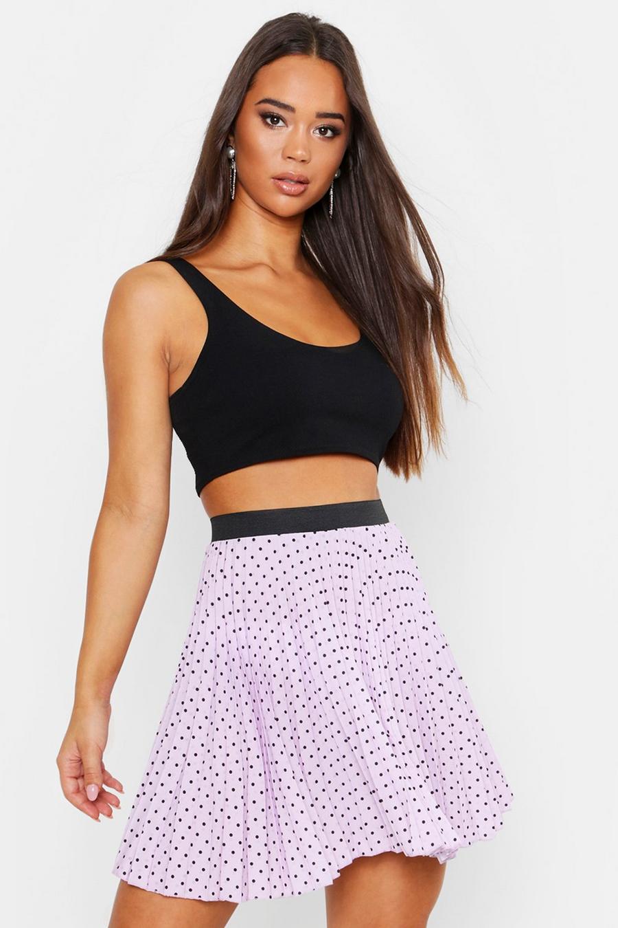 Lilac Spot Elastic Waist Pleated Mini Skirt image number 1
