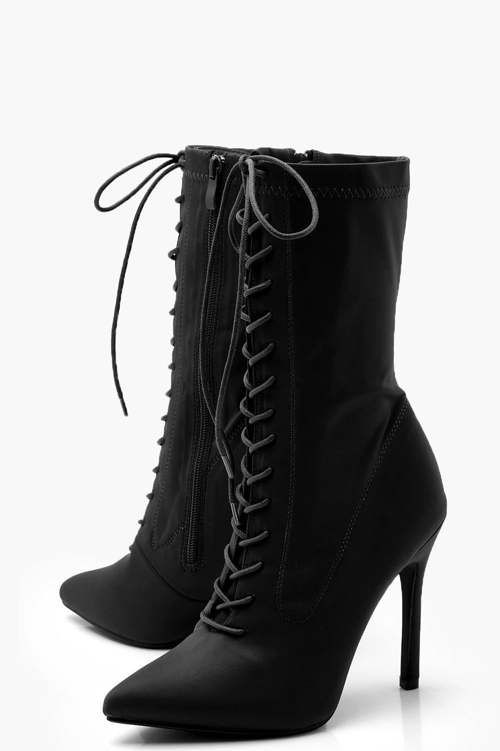 black lace sock boots