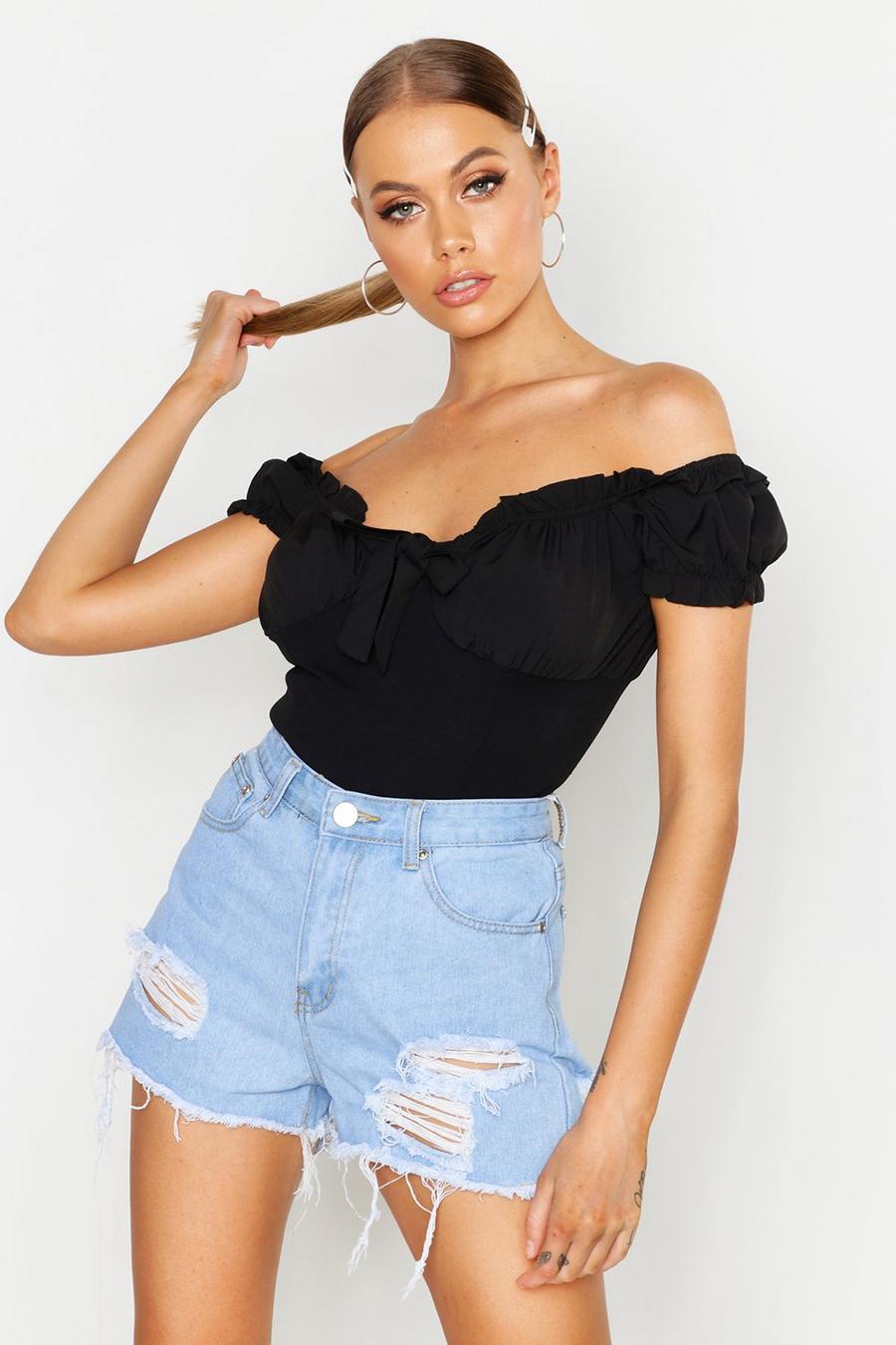 Woven Puff Sleeve Sweetheart Top image number 1