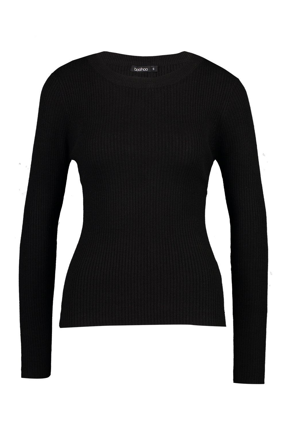 Ribbed Crew Neck Jumper boohoo IE