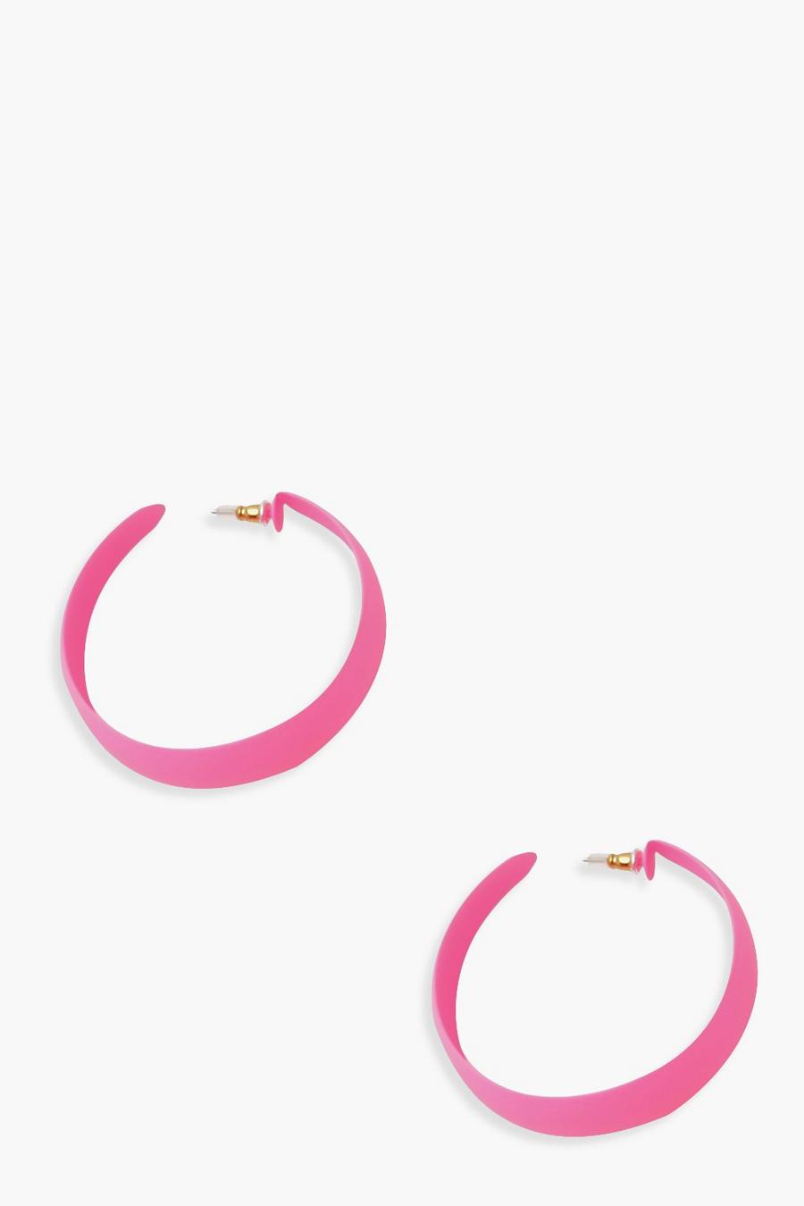 Pink Matte Neon Hoop Earrings image number 1