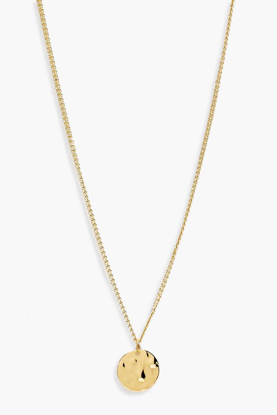 Gold Smal halskedja med hamrad myntberlock image number 1