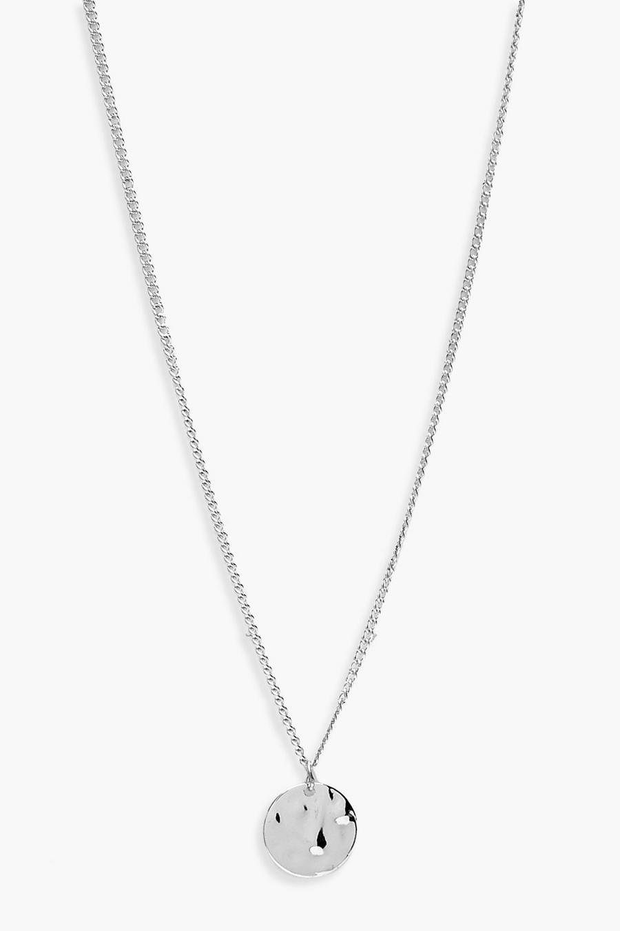 Silver Simple Hammered Coin Necklace image number 1