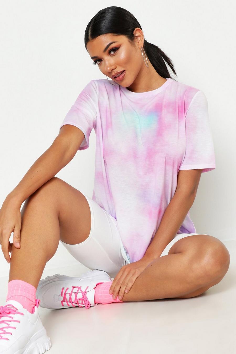 Pink Oversized Tie Dye T-Shirt image number 1