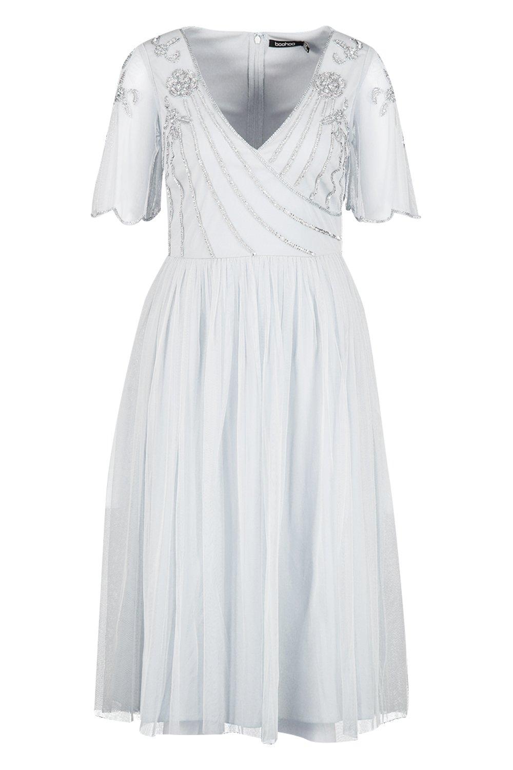 v neck midi skater dress