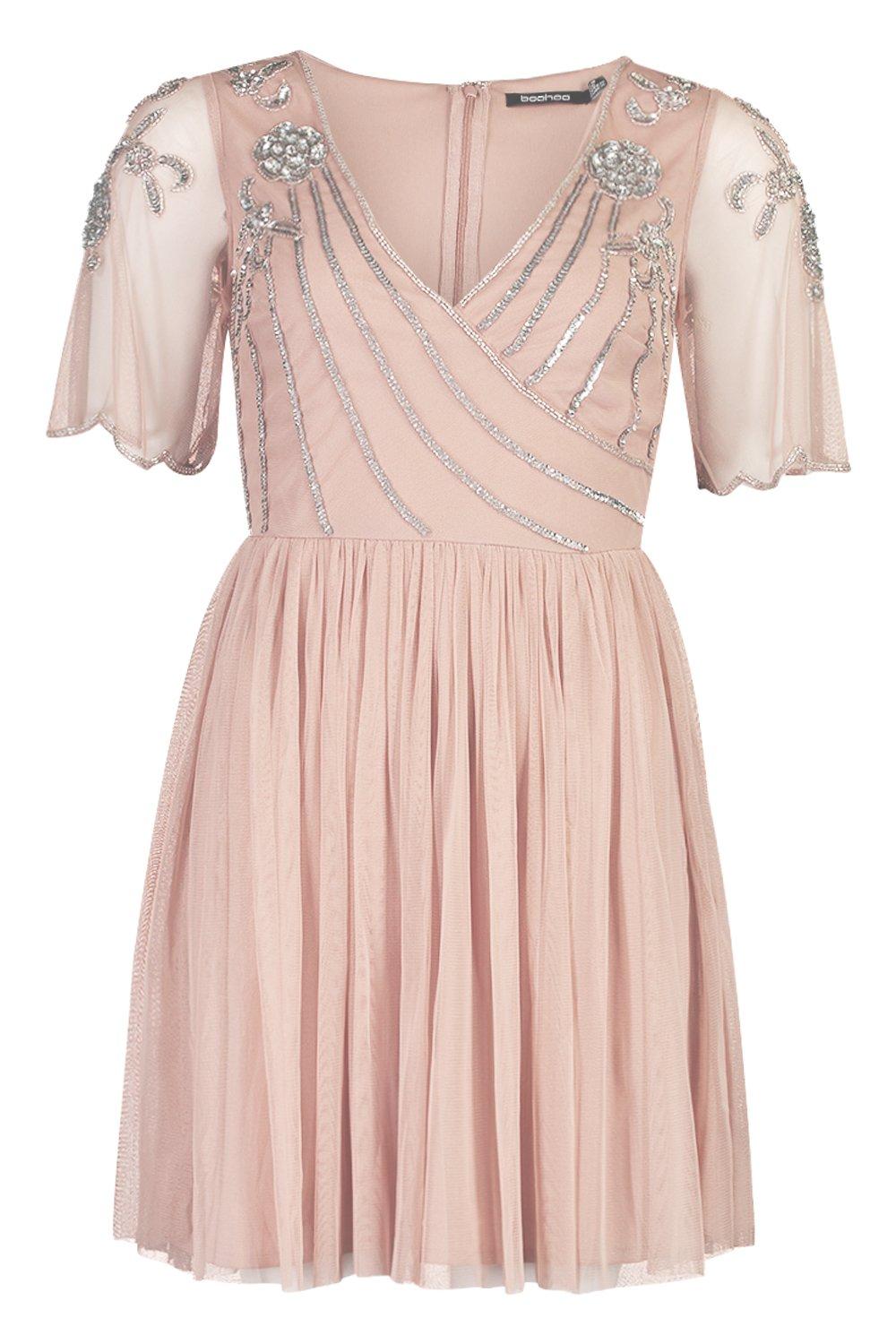 Boohoo embellished skater dress best sale