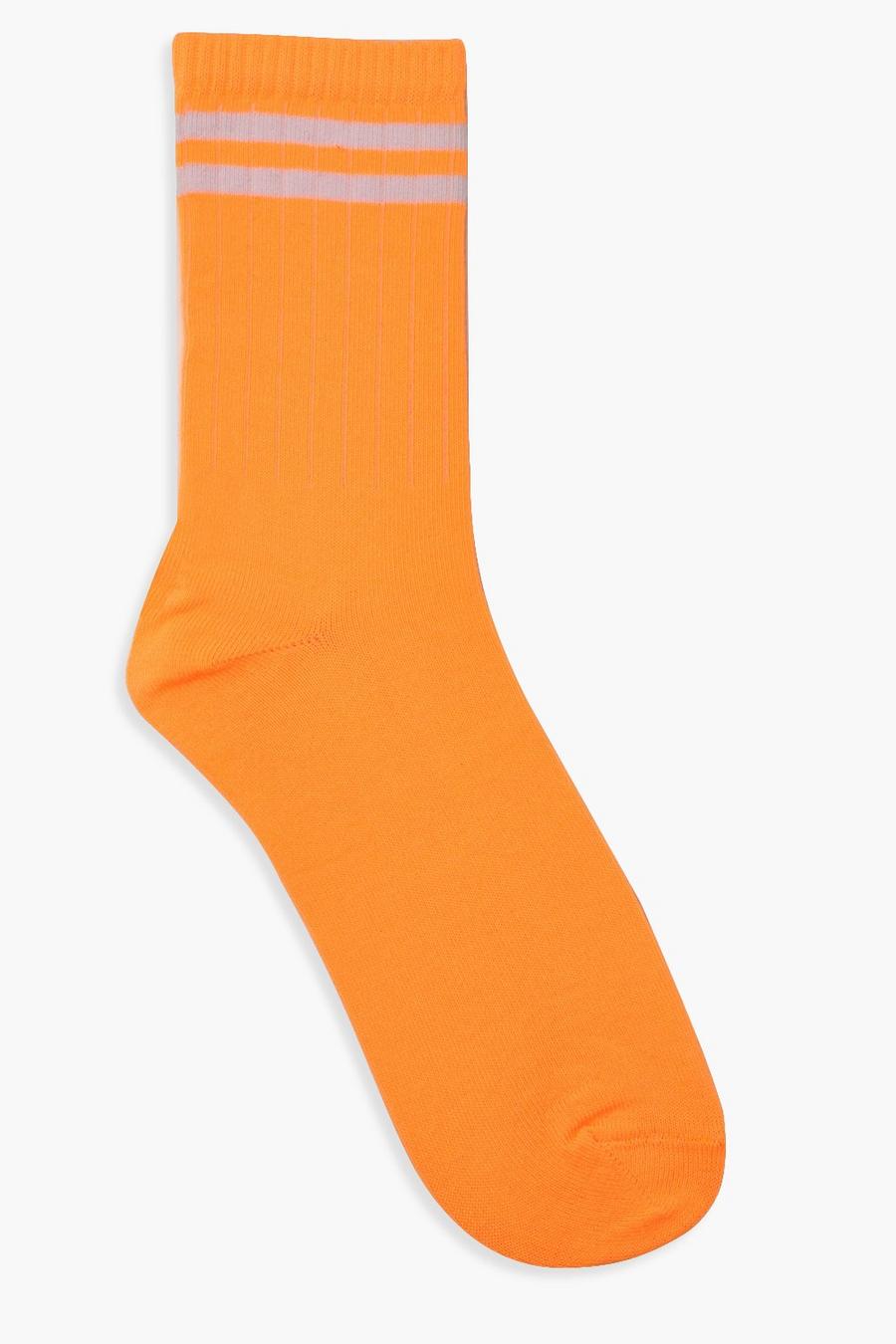 Sportsocken mit neonfarbenen Streifen, Orange image number 1