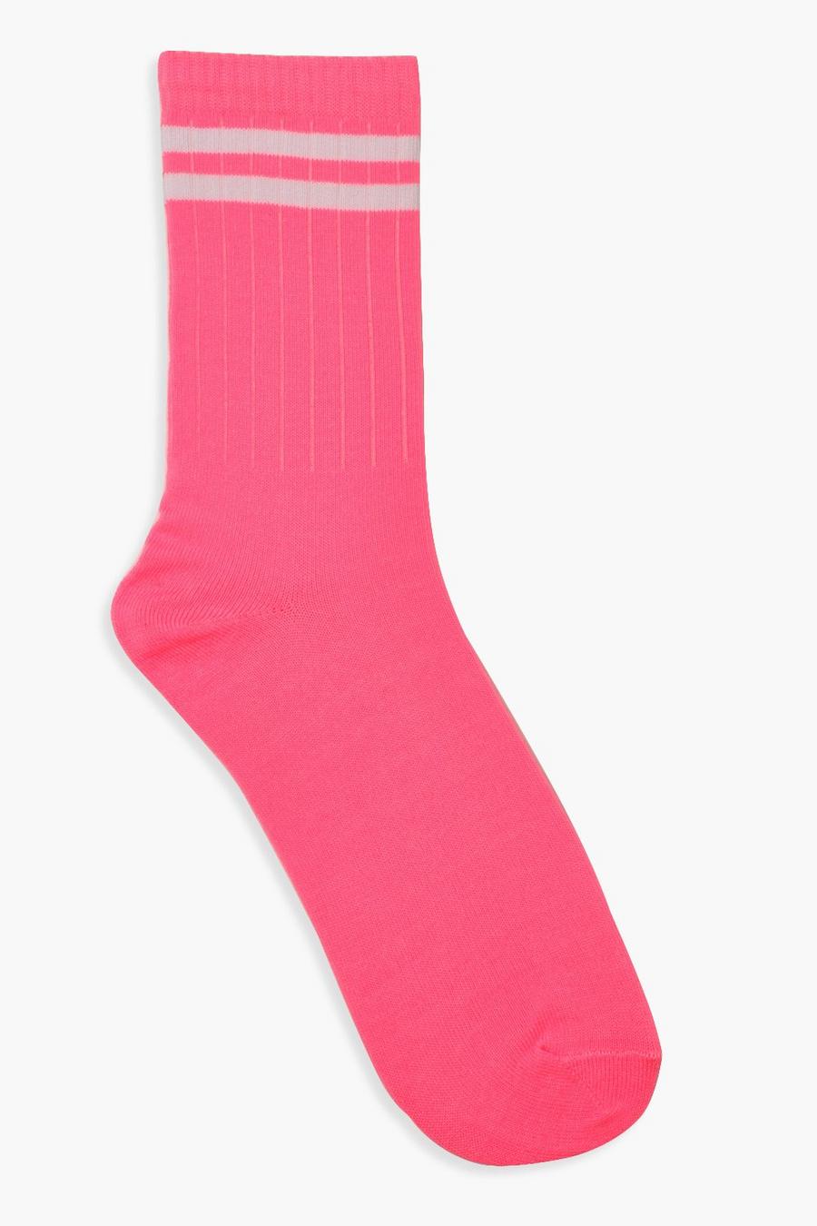 Pink Neon Stripe Sports Socks image number 1