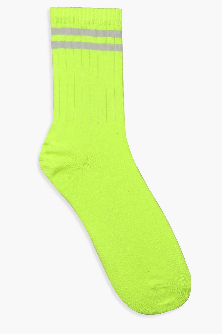 Socken mit neongrünen Sportstreifen, Limettengrün image number 1