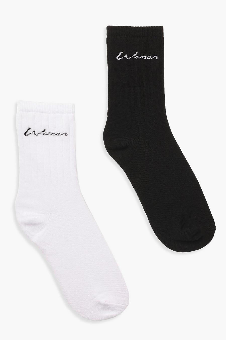 Pack de 2 pares de calcetines con eslogan Woman, Multi image number 1