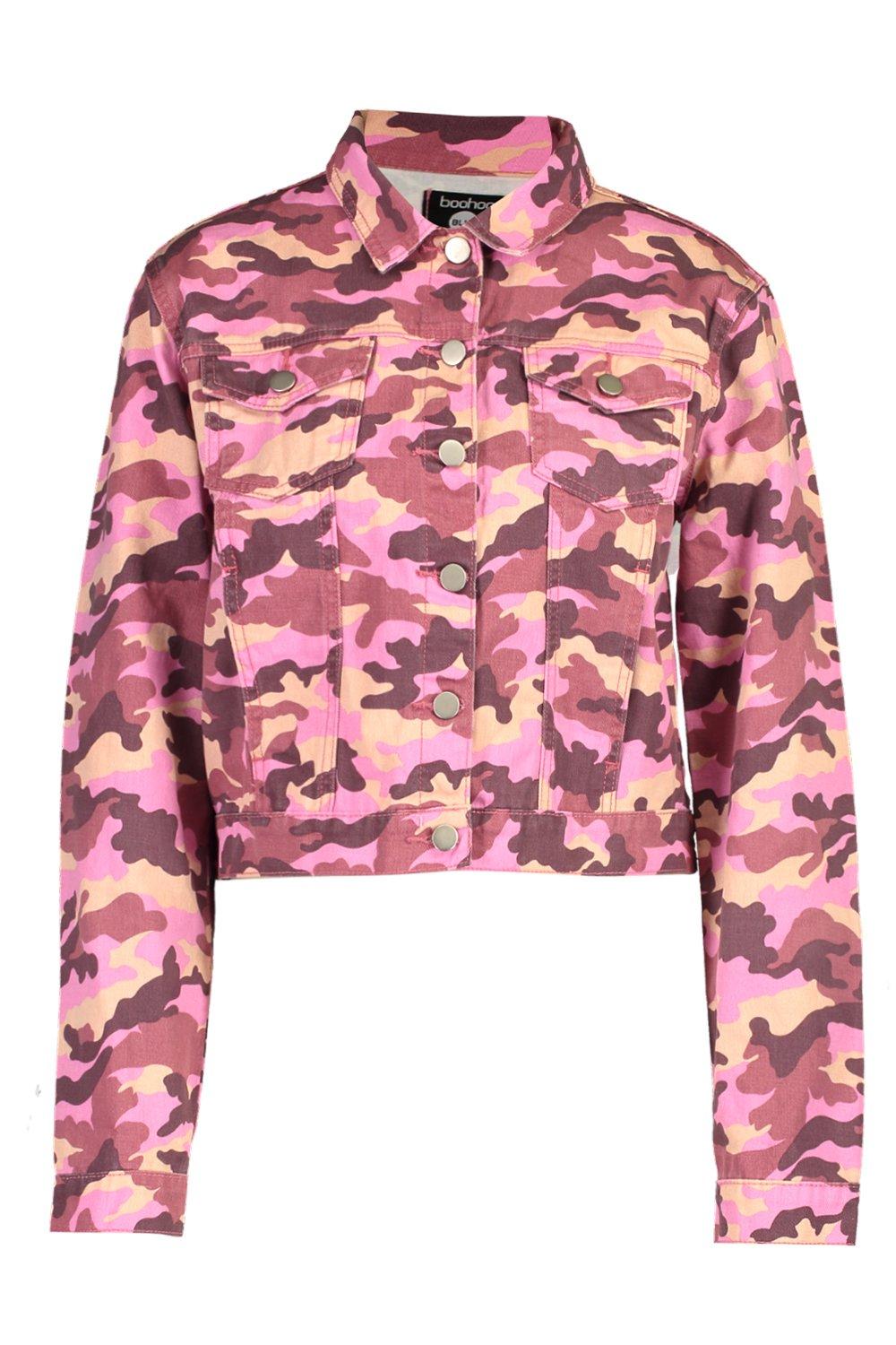 pink camo denim jacket