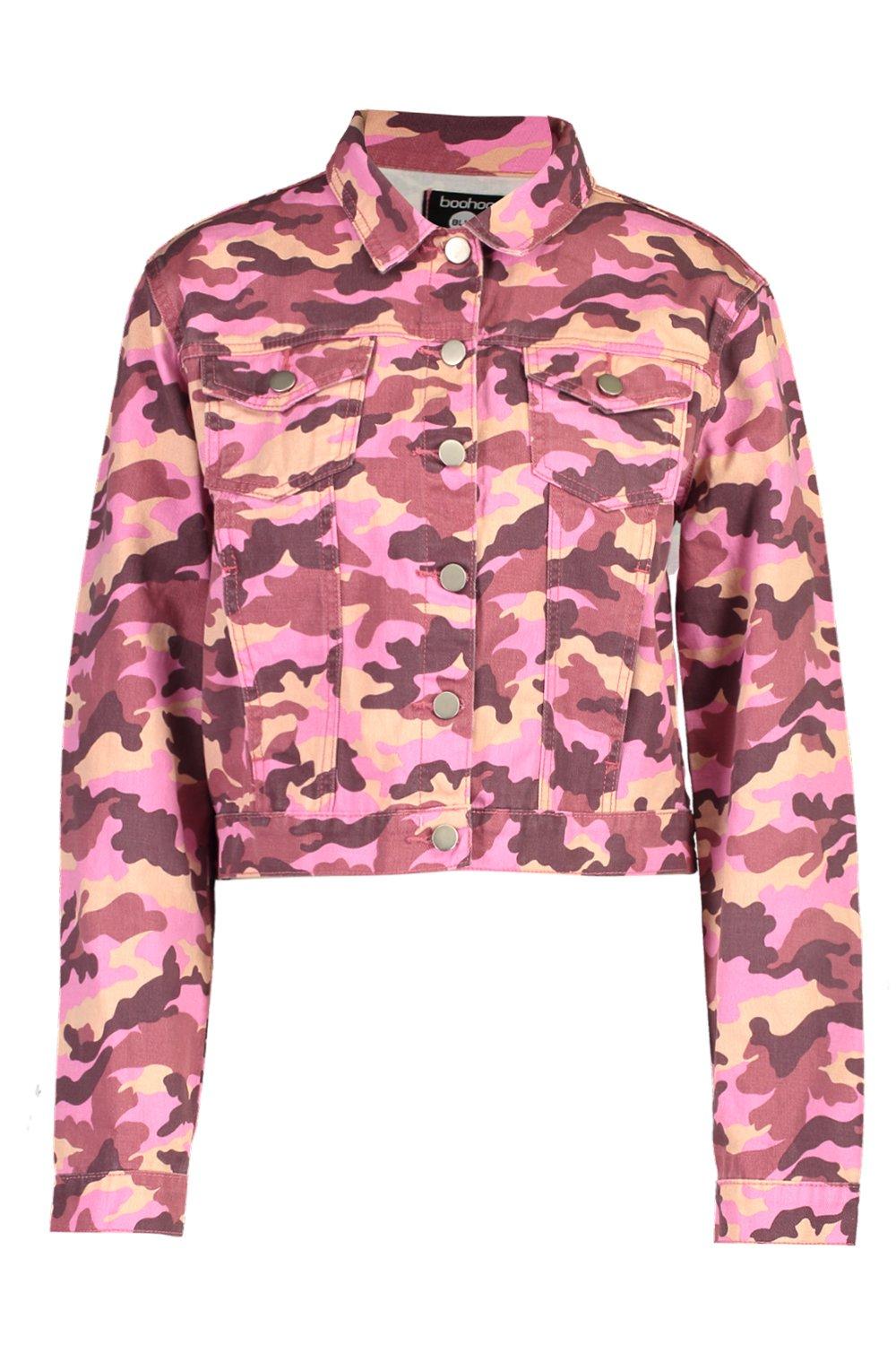 Camo Cropped Denim Jacket
