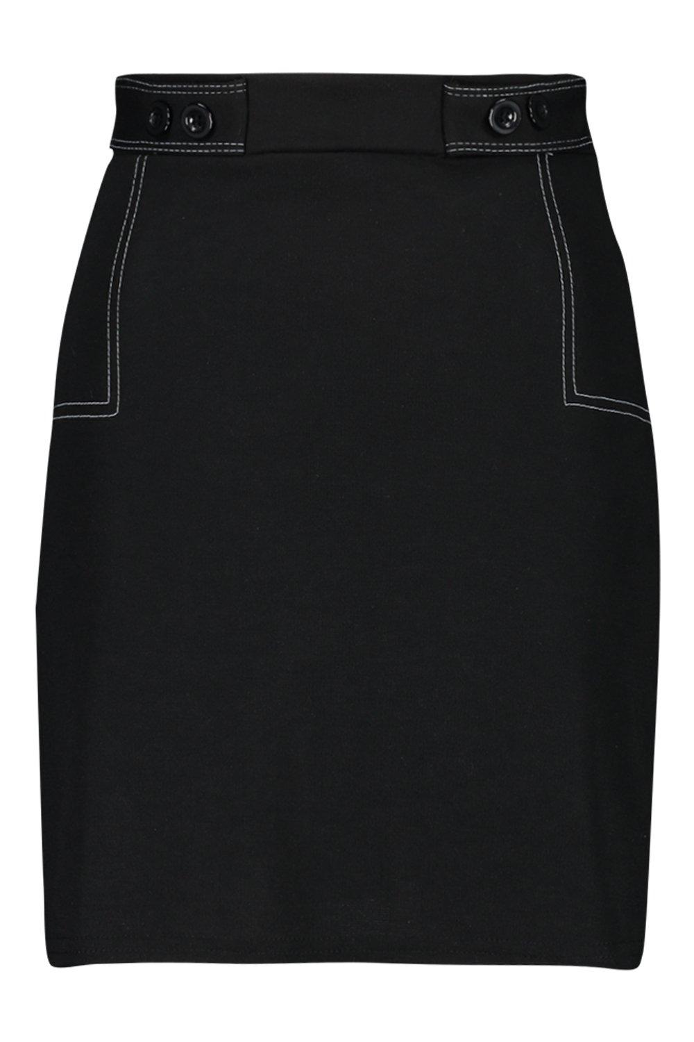 Contrast Stitch A-line Skirt