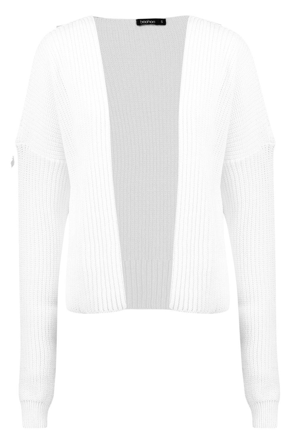 white oversized cropped cardigan