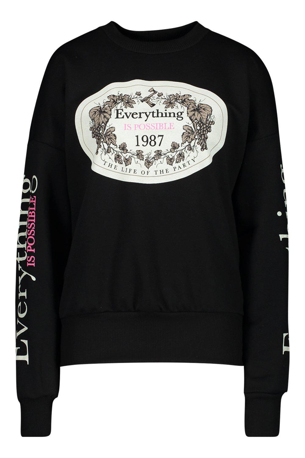 black slogan sweatshirt