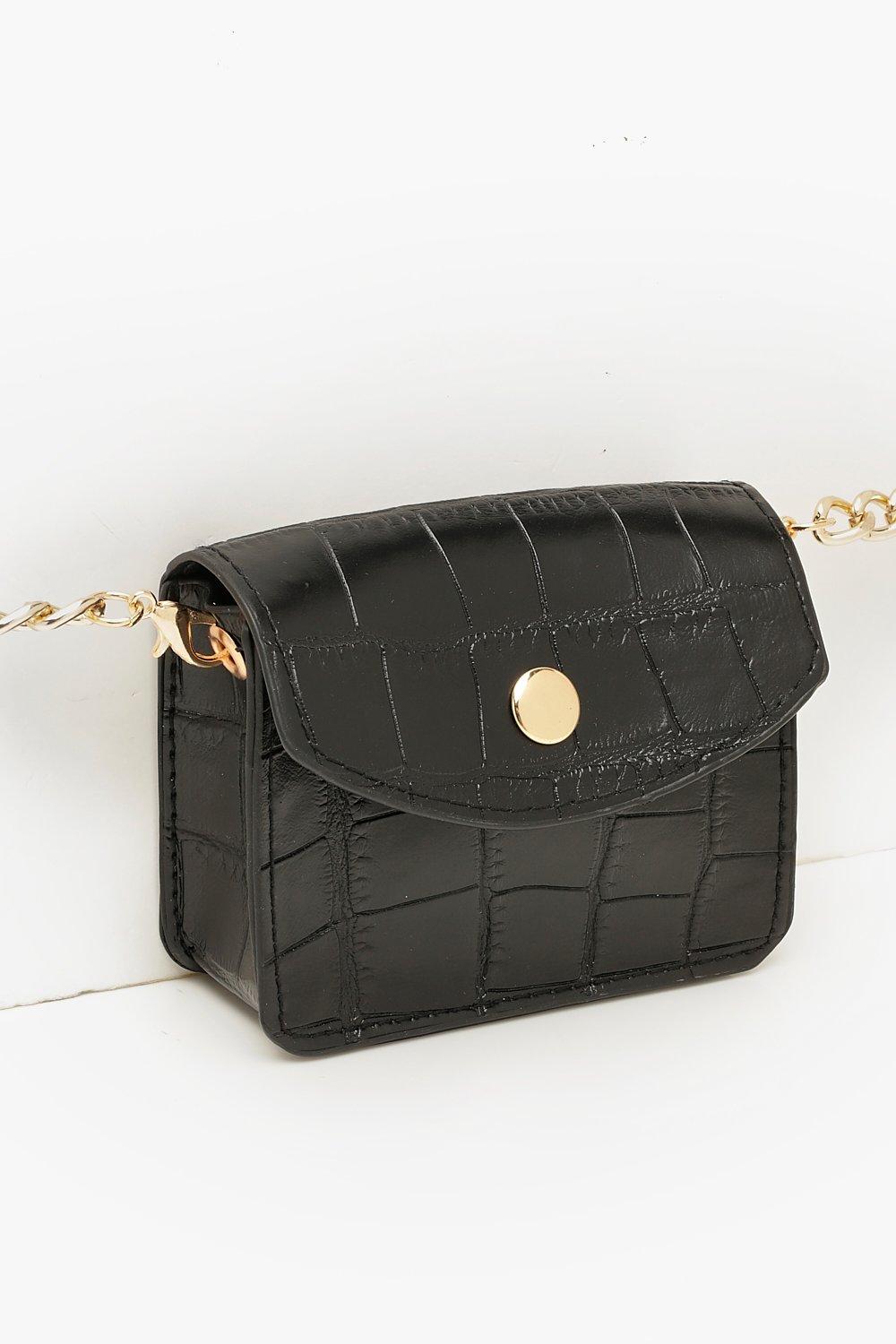 Larswon Chain Belt Bag for Women, Synthetic Leather Belt Purse Chain Purse  Mini Belt Bag Goth Fanny Pack Fashion Waist Packs Detachable Bag Small